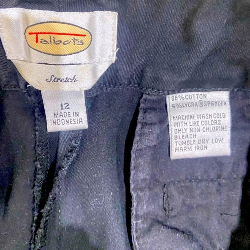 Talbots stretch cotton black casual cropped pants size 12